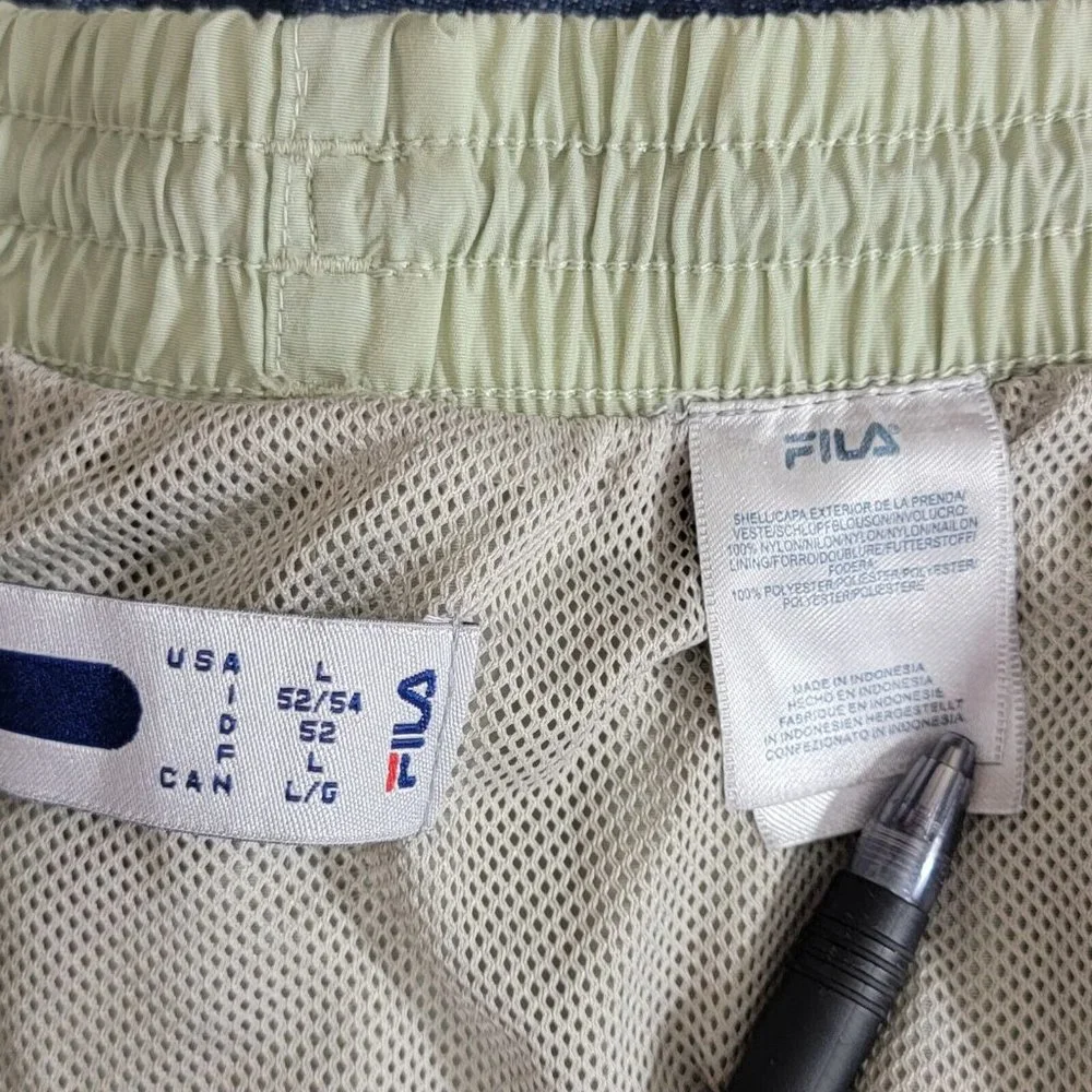 FILA Swim Trunks Mens L Light Green Swim Shorts Lined Built In Brief Drawstring